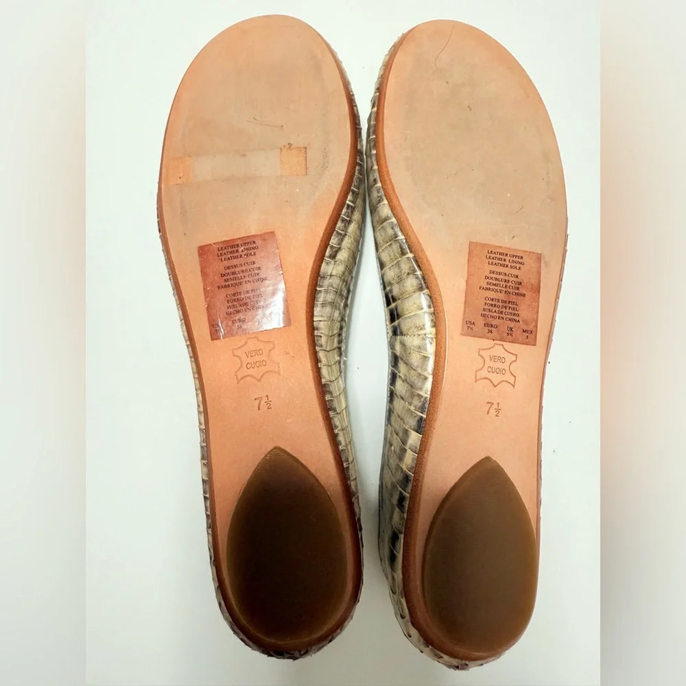 Kenneth Cole Reaction Genuine Python Leather Ballet Flats with Buckle – Size 7.5